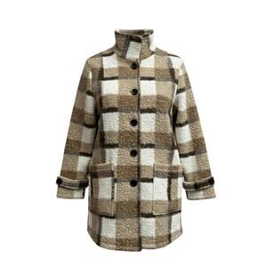 SHANA Tan Plaid Coat Size L NWT Retail $178 Tuckernuck